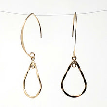 Load image into Gallery viewer, 14k Gold-Filled Wavy Teardrop on a Flat V Shaped Earwire
