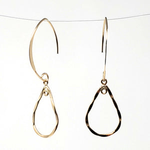 14k Gold-Filled Wavy Teardrop on a Flat V Shaped Earwire