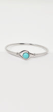 Load image into Gallery viewer, Sterling Silver flex Bangle Bracelet with 8mm Turquoise Cabochon
