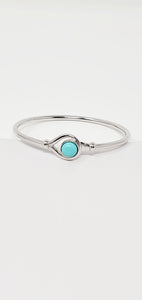 Sterling Silver flex Bangle Bracelet with 8mm Turquoise Cabochon