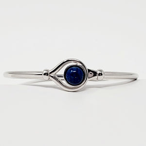 Sterling Silver flex Bangle Bracelet with 8mm Lab-Created Blue Sapphire Cabochon