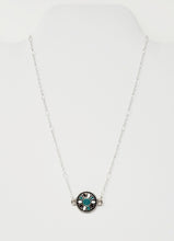 Load image into Gallery viewer, 16&quot; Maroon, Turquoise and White Flower Argentium Silver Necklace
