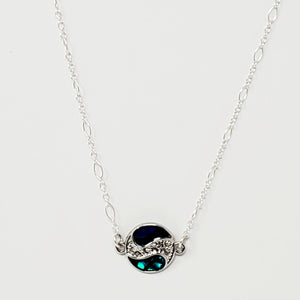 16 " Blue & Green Yin Yang Argentium Silver Necklace