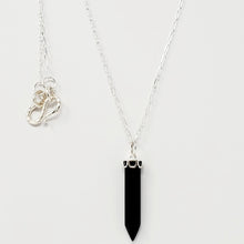 Load image into Gallery viewer, 29&quot; Sterling Silver Long &amp; Short Chain with a 2&quot; Black Onyx Crystal and a Beautiful Clasp
