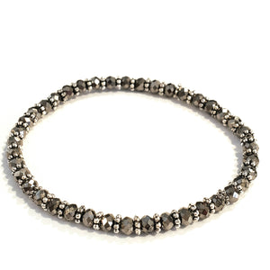 Stretchy Fun Smokey and Silver Mixed Metal Beaded Bracelet