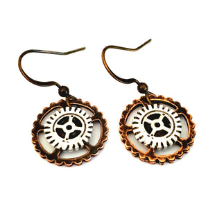 Mixed Metal Earrings with Mixed Metal Gears