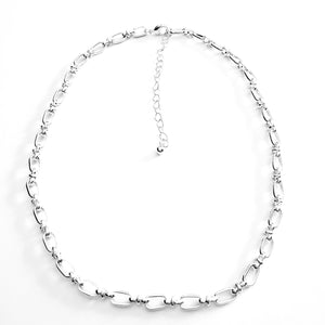 16"-19" Mixed Metal Small Link Silver Necklace