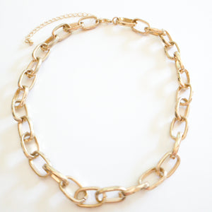 16"-19" Mixed Metal Large Link Gold Necklace