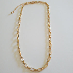 16"-19" Mixed Metal Small Link Gold Necklace