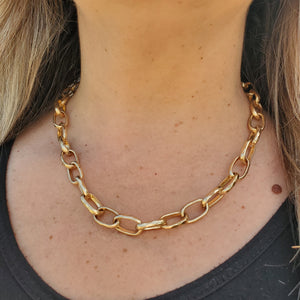 16"-19" Mixed Metal Large Link Gold Necklace