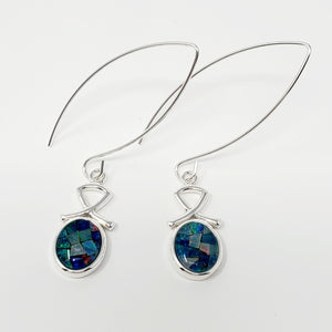 10 x 8 Mosaic Opal Triplet Oval Cabochon Earrings mounted on a Sterling Silver Component made with an oversized Argentium Silver Ear Wire