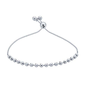 Sterling Silver Diamond Cut 9" Adjustable Bead Bracelet