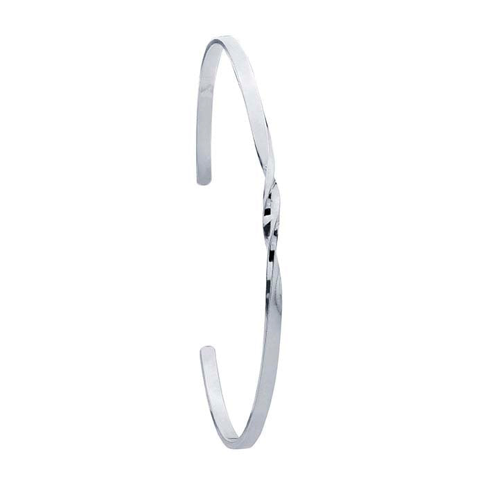 Sterling Silver Center Twist Flat-Wire Cuff Bracelet