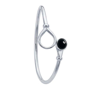 Sterling Silver flex Bangle Bracelet with Black Onyx Cabochon