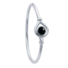 Load image into Gallery viewer, Sterling Silver flex Bangle Bracelet with Black Onyx Cabochon
