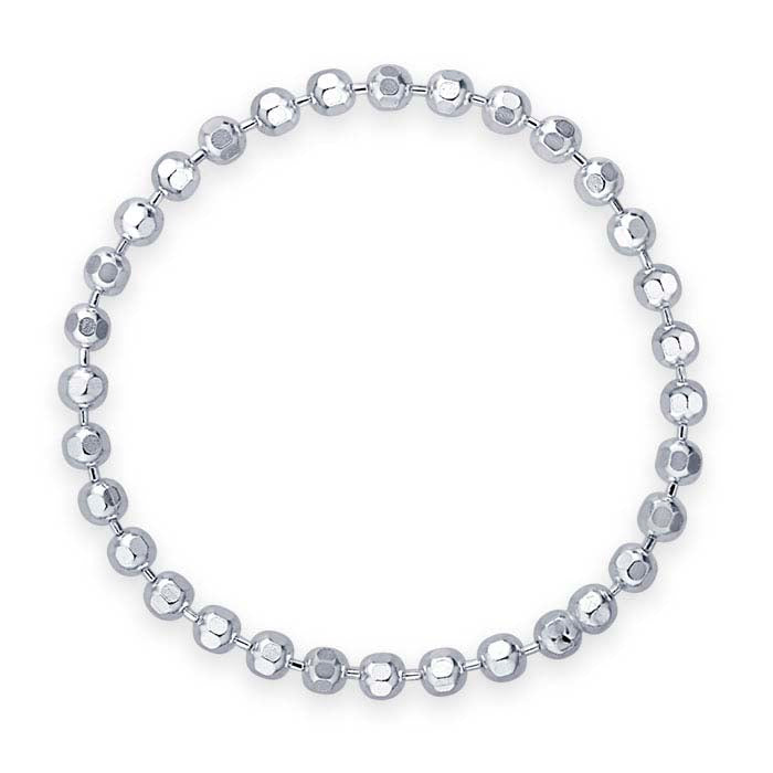 Sterling Silver Diamond-Cut Bead Chain Stackable Ring