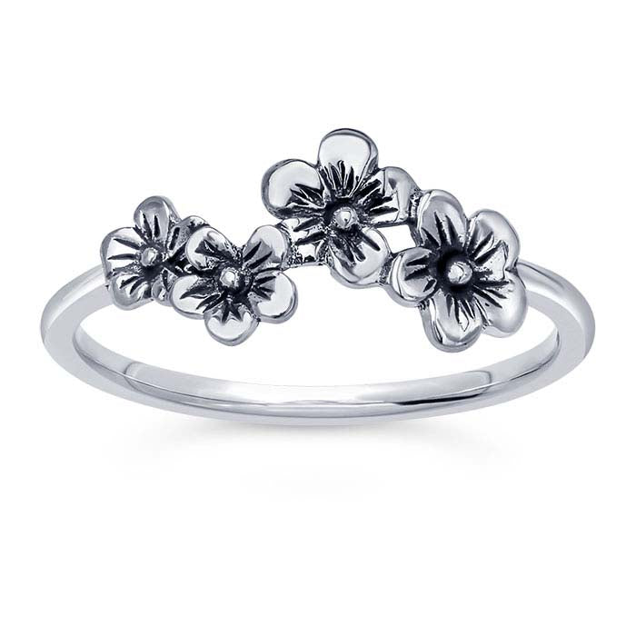 Sterling Silver Cherry Blossoms Ring – Uniquely Ivy