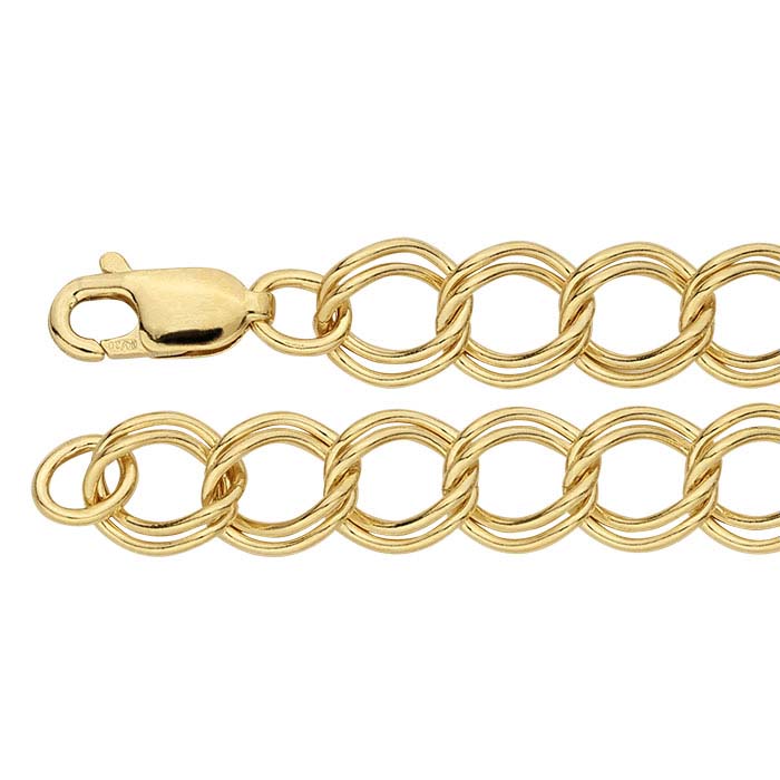 14k Gold filled 6.5 mm Double Link Curb Chain Bracelet