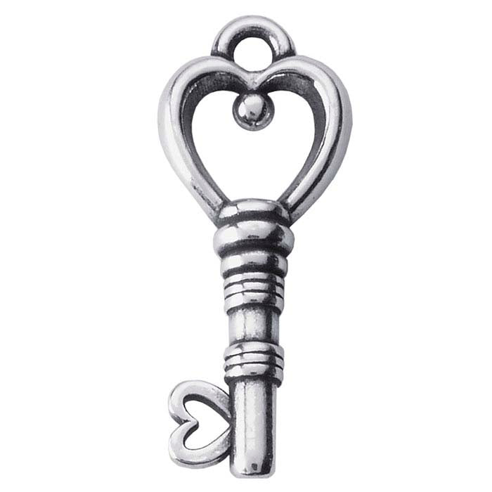 Oxidized Sterling Silver Key to my Heart Charm